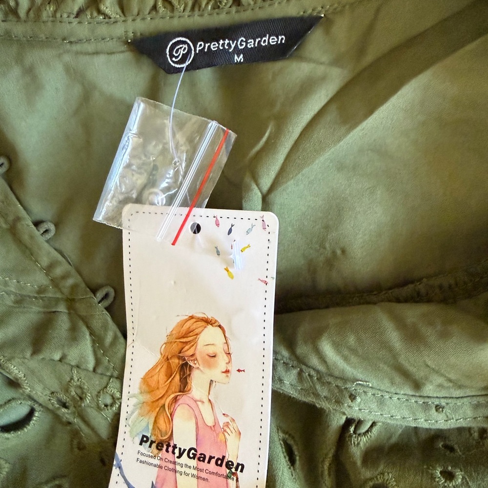 NWT Pretty garden Olive Green Eyelet Peasant Blouse - Women - Picture 5 of 9
